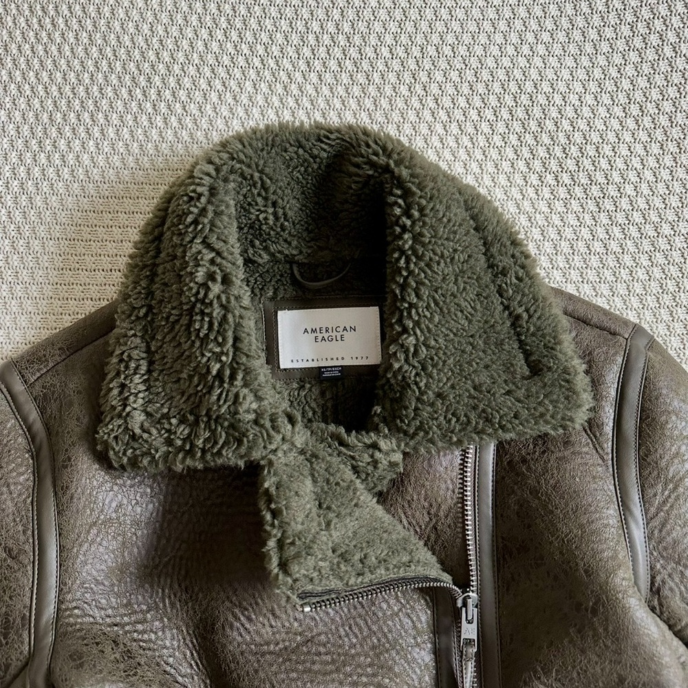 Ae Oversized Shearling Biker Jacket - image 6